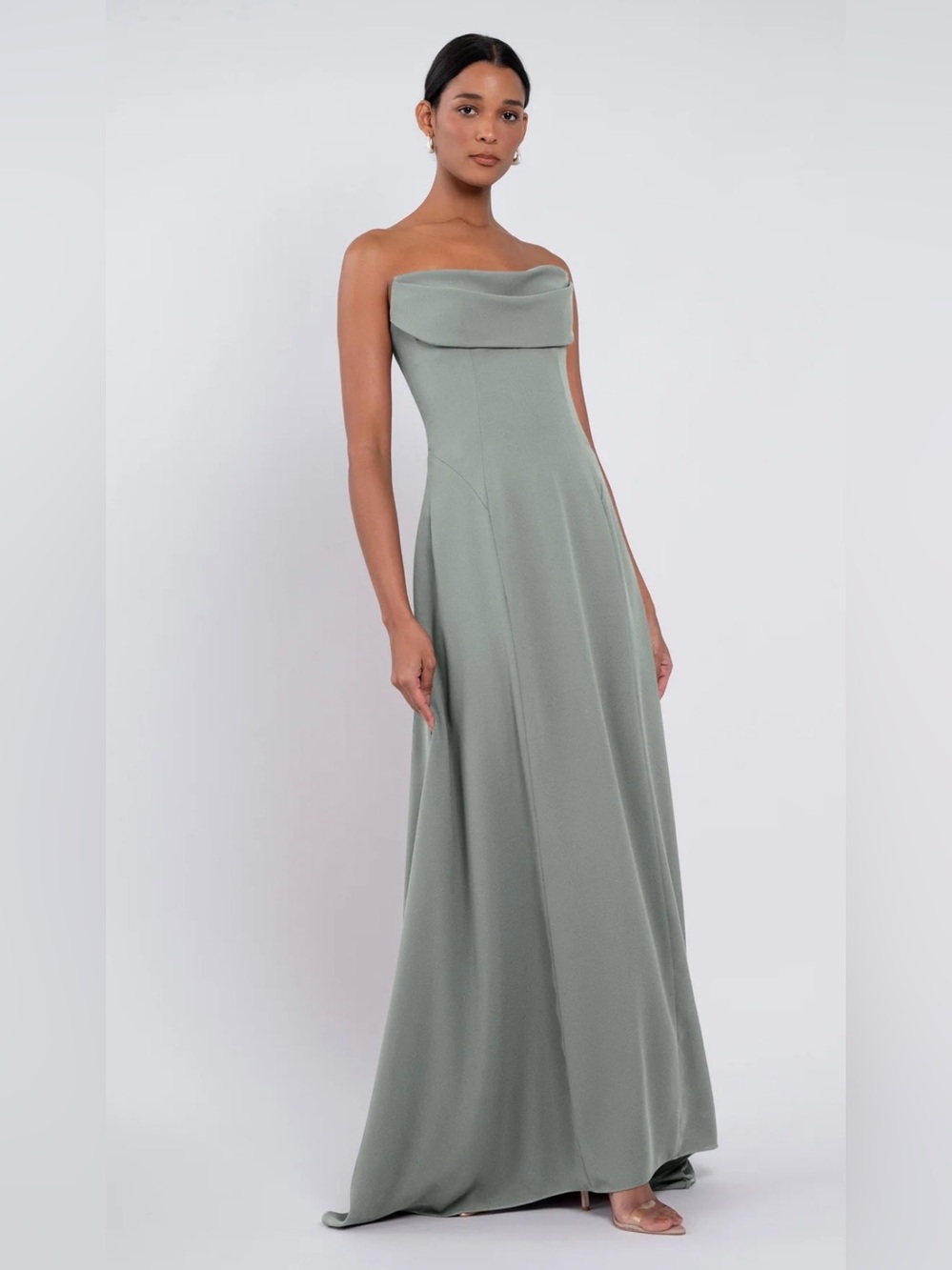Jenny Yoo Cheyenne Drape Strapless Gown Moss Princess Elegant Wedding Effortless
